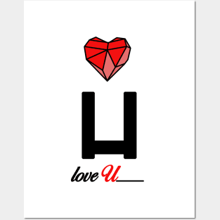 Initial love letter U for valentine Posters and Art